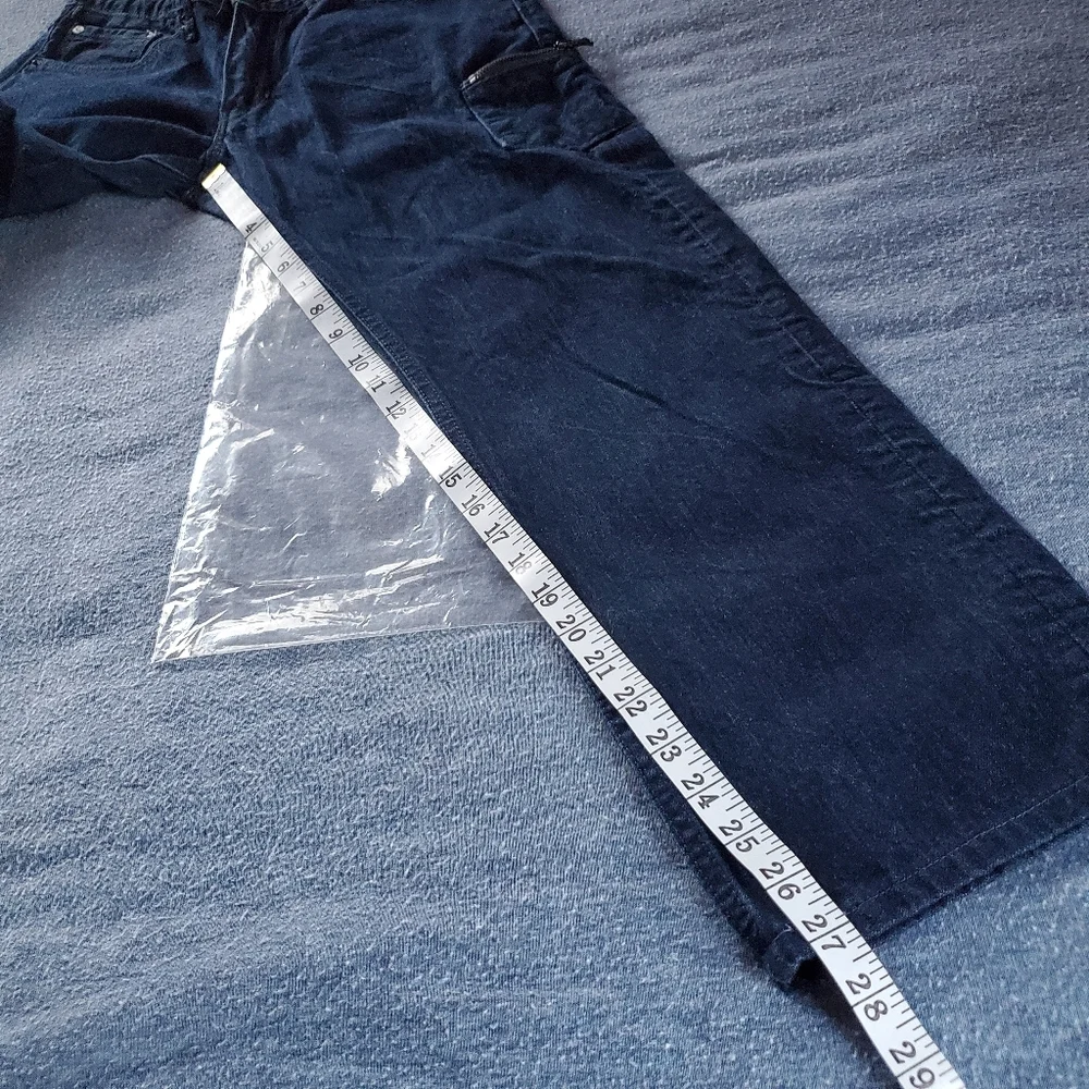 Levi's 514 Straight Motion Denim Blue Jeans Size 31x32 Black Leather Label